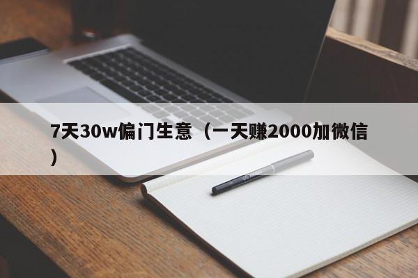 7天30w偏门生意（一天赚2000加微信）